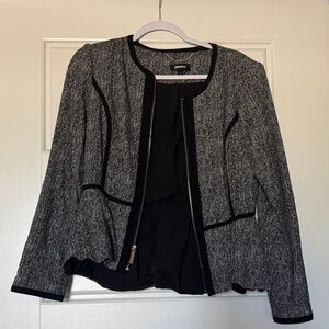 DKNY Women's Textured Black and Gray Blazer